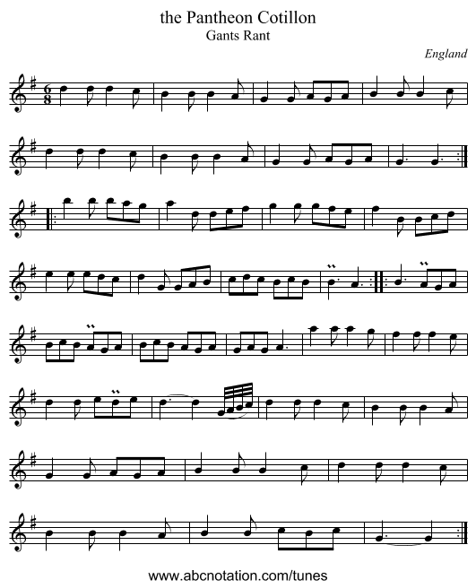 the Pantheon Cotillon - staff notation