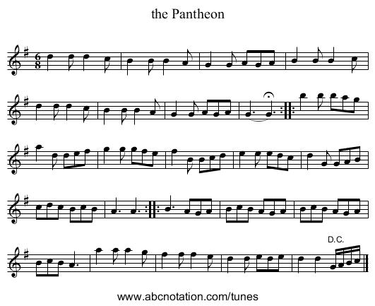 the Pantheon - staff notation