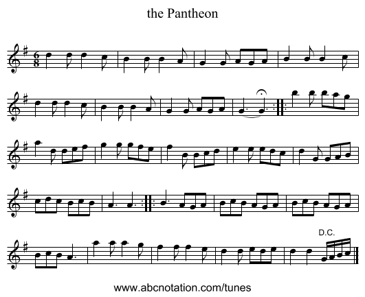the Pantheon - staff notation