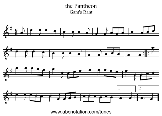 the Pantheon - staff notation