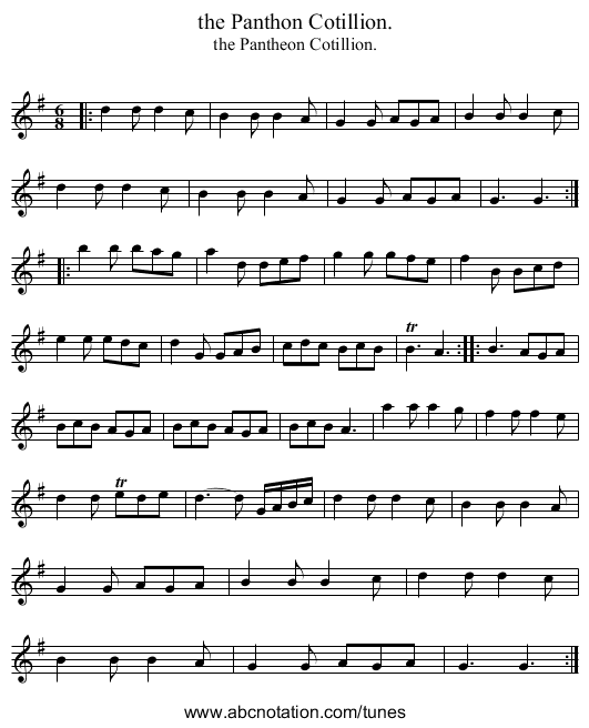 the Panthon Cotillion. - staff notation