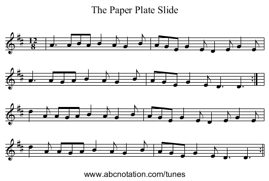 The Paper Plate Slide - staff notation