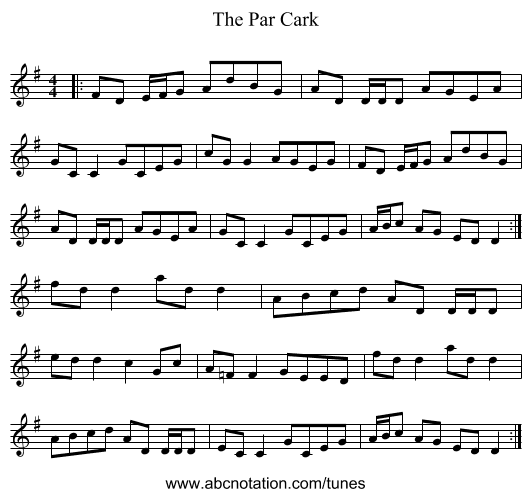The Par Cark - staff notation