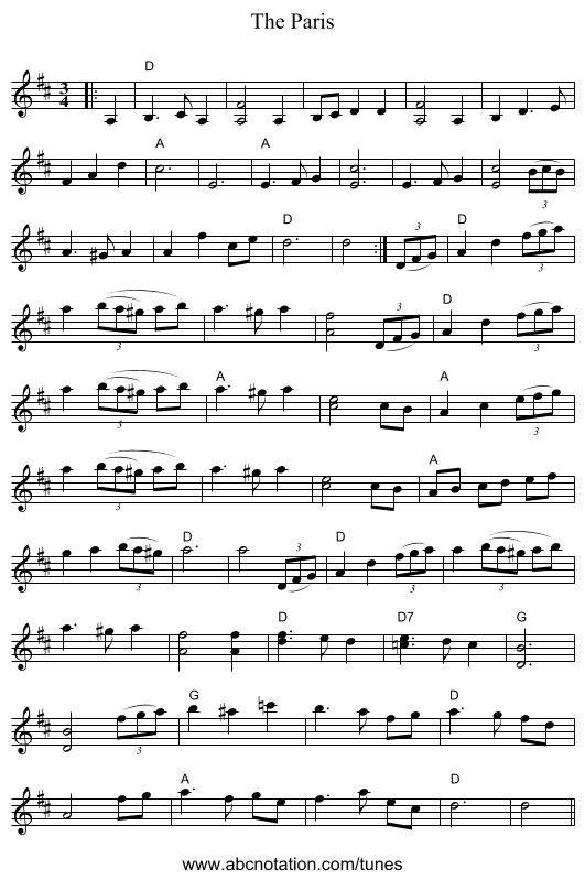 The Paris - staff notation