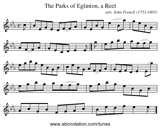 The Parks of Eglinton, a Reel - staff notation