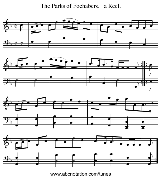 The Parks of Fochabers.   a Reel. - staff notation