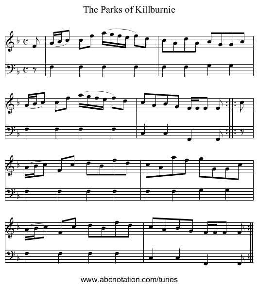 The Parks of Killburnie - staff notation