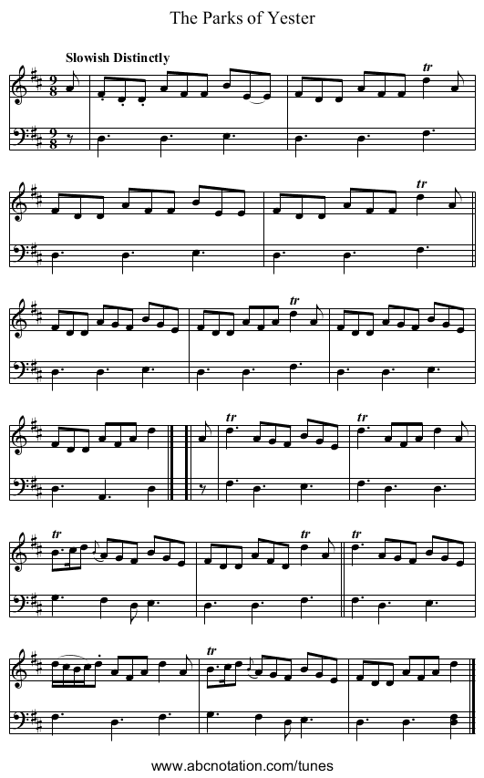 The Parks of Yester - staff notation