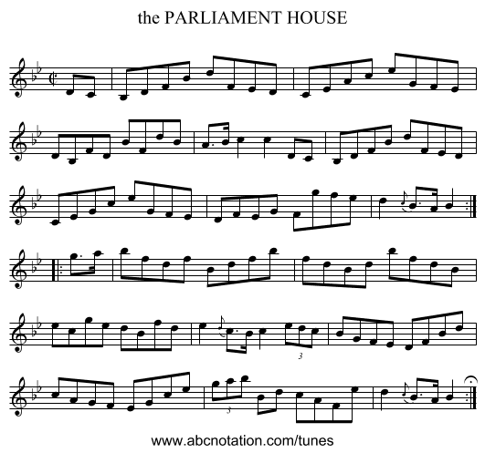the PARLIAMENT HOUSE - staff notation