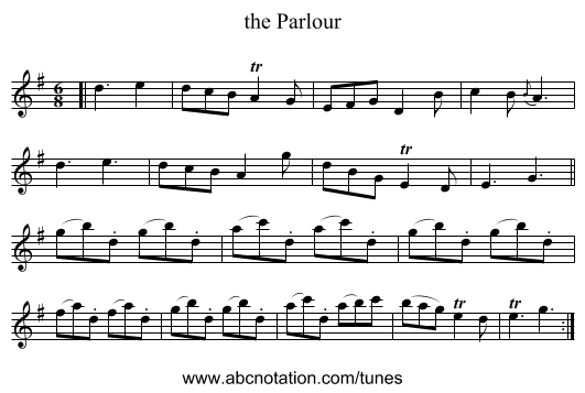 the Parlour - staff notation