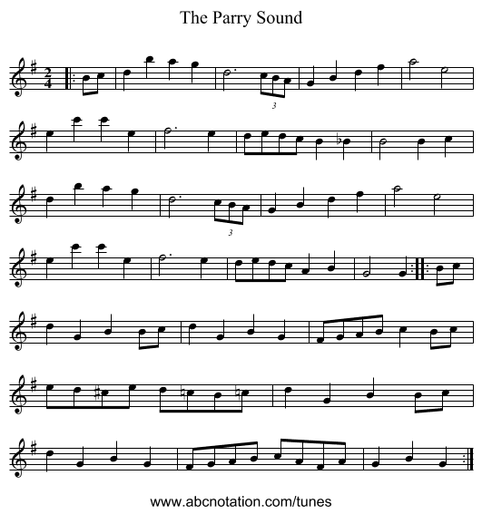 The Parry Sound - staff notation