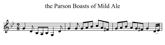 the Parson Boasts of Mild Ale - staff notation