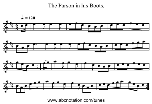 The Parson in his Boots. - staff notation