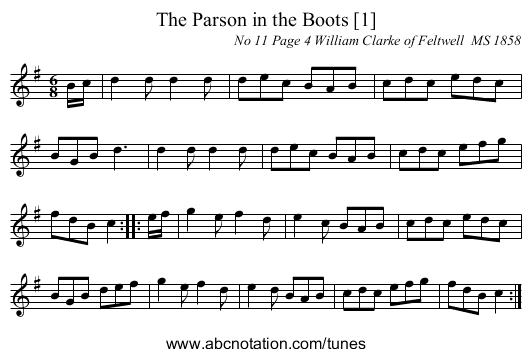 The Parson in the Boots [1] - staff notation