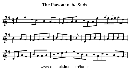 The Parson in the Suds. - staff notation