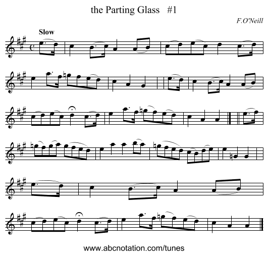 the Parting Glass   #1 - staff notation