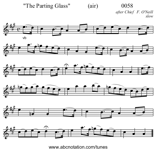 The Parting Glass            (air)                0058 - staff notation