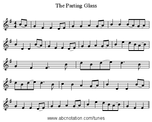 The Parting Glass - staff notation