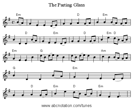 The Parting Glass - staff notation