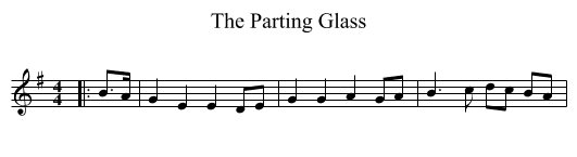 The Parting Glass - staff notation