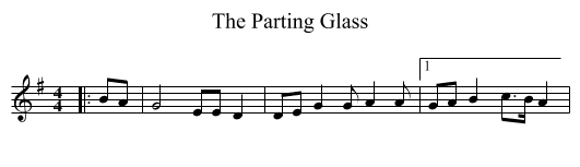 The Parting Glass - staff notation
