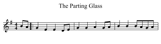 The Parting Glass - staff notation