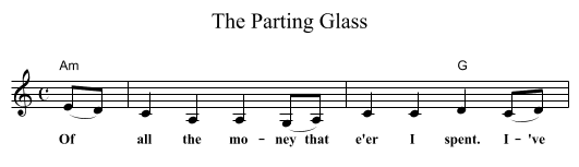 The Parting Glass - staff notation