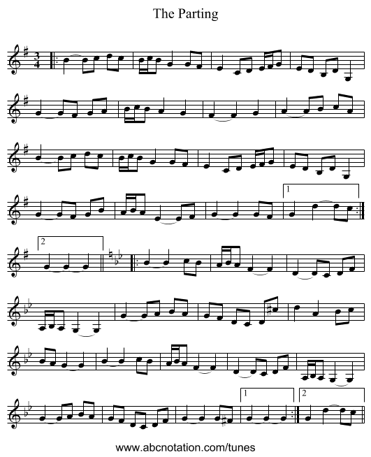 The Parting - staff notation