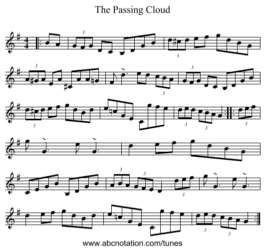 The Passing Cloud - staff notation
