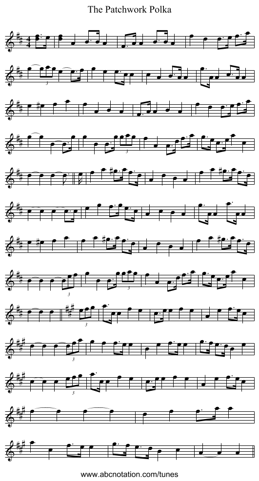 The Patchwork Polka - staff notation
