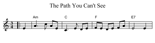 The Path You Can't See - staff notation