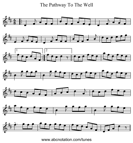 The Pathway To The Well - staff notation