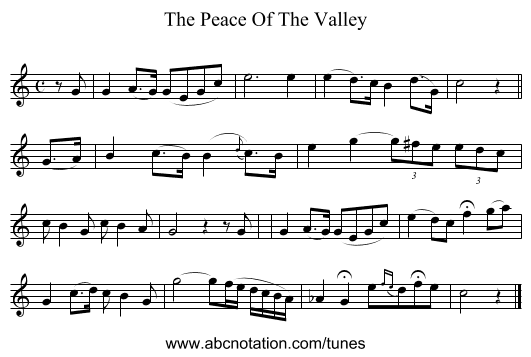 The Peace Of The Valley - staff notation