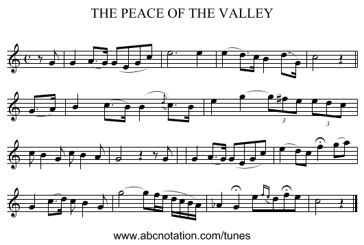 THE PEACE OF THE VALLEY - staff notation