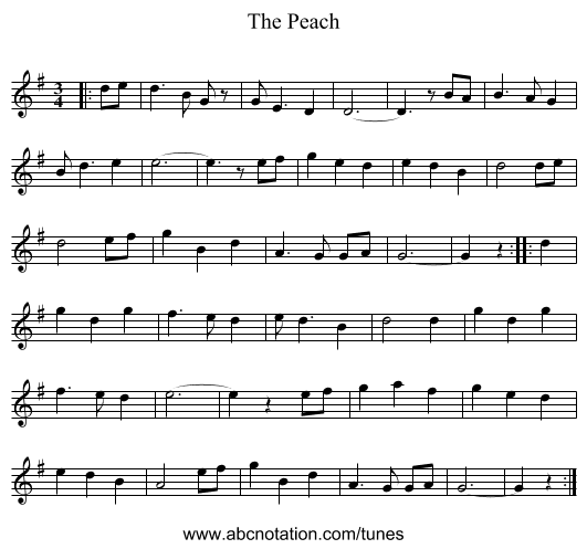 The Peach - staff notation