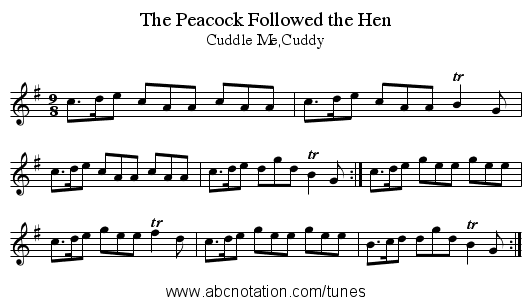 The Peacock Followed the Hen - staff notation