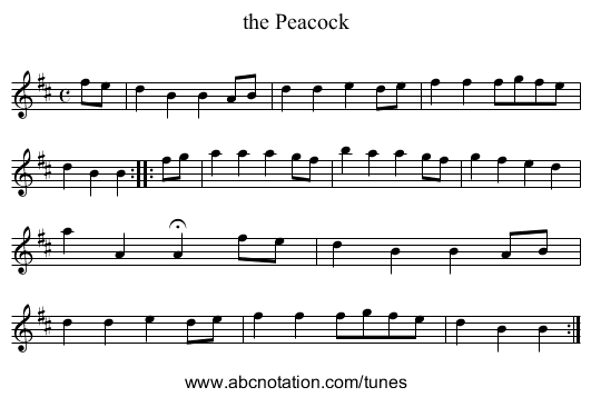the Peacock - staff notation