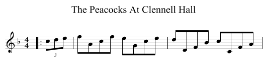 The Peacocks At Clennell Hall - staff notation