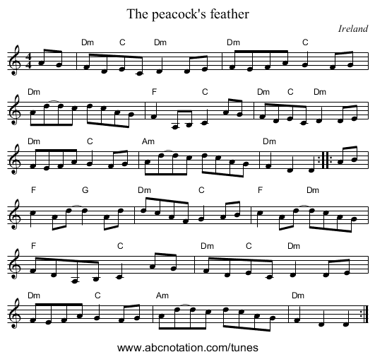 The peacock's feather - staff notation