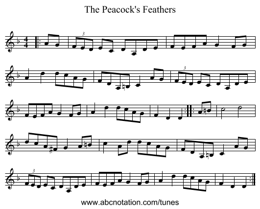 The Peacock's Feathers - staff notation