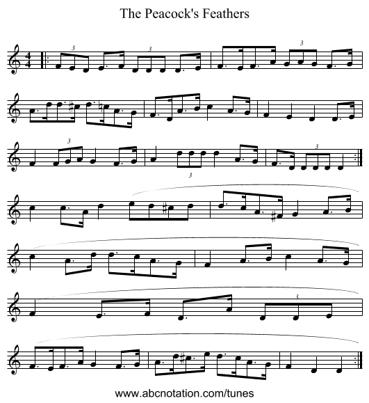 The Peacock's Feathers - staff notation