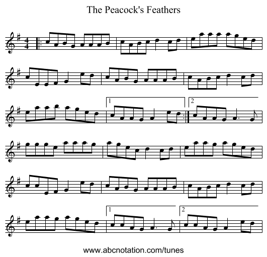 The Peacock's Feathers - staff notation