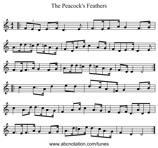 The Peacock's Feathers - staff notation
