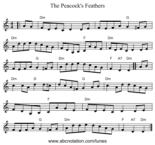 The Peacock's Feathers - staff notation