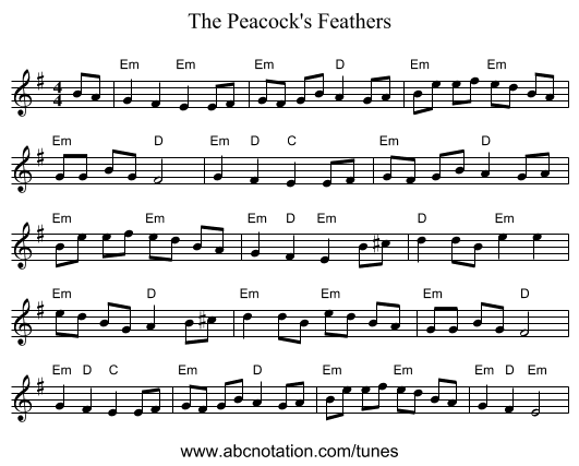 The Peacock's Feathers - staff notation