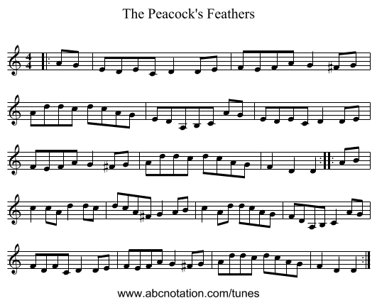 The Peacock's Feathers - staff notation