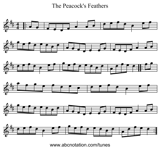 The Peacock's Feathers - staff notation
