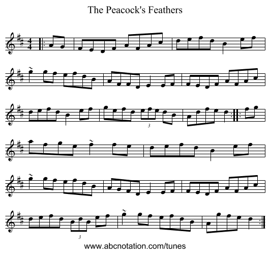 The Peacock's Feathers - staff notation