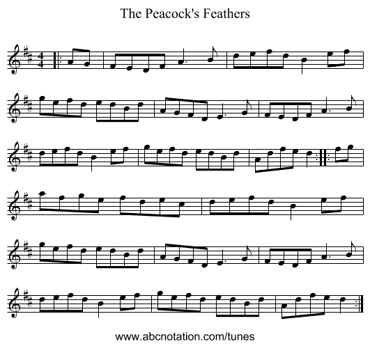 The Peacock's Feathers - staff notation