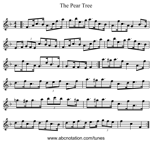 The Pear Tree - staff notation